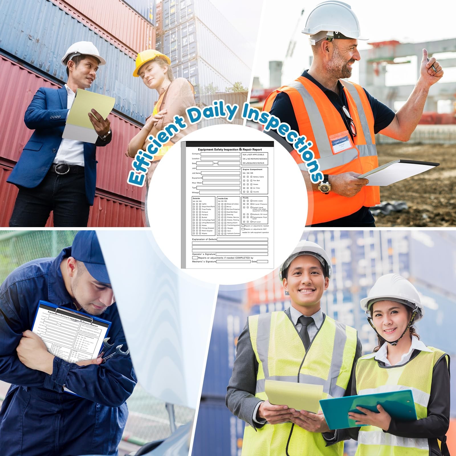 10 Pack 5.5″ x 8.5″ Equipment Safety Inspection Report Detailed Driver’s Vehi…