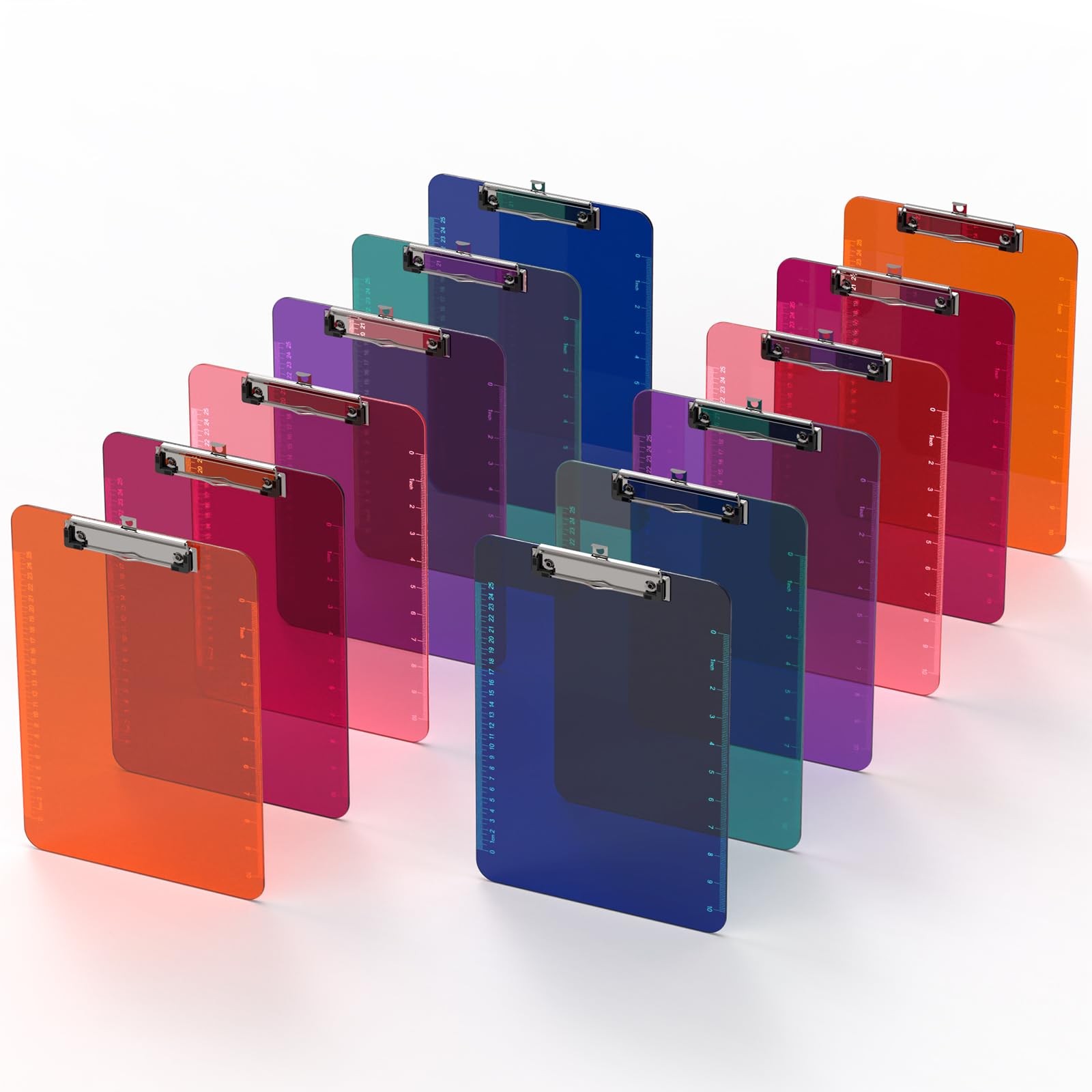 Macroclo Plastic Clipboards, 8.5×11 A4, Blue/Pink/Orange/Purple/Green/Red