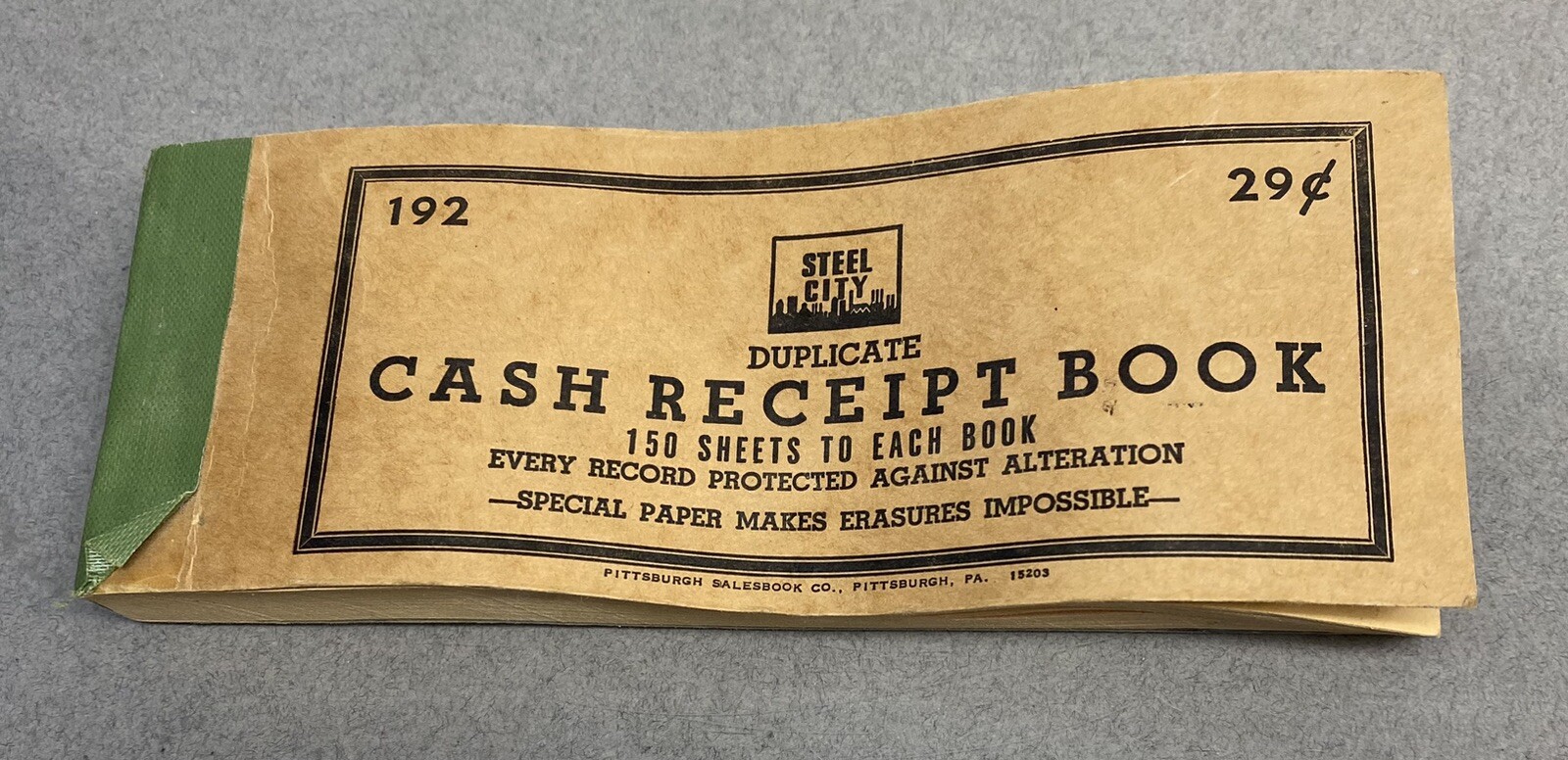 Vintage Steel City Cash Carbon Paper Duplicate Receipt Book Pittsburgh