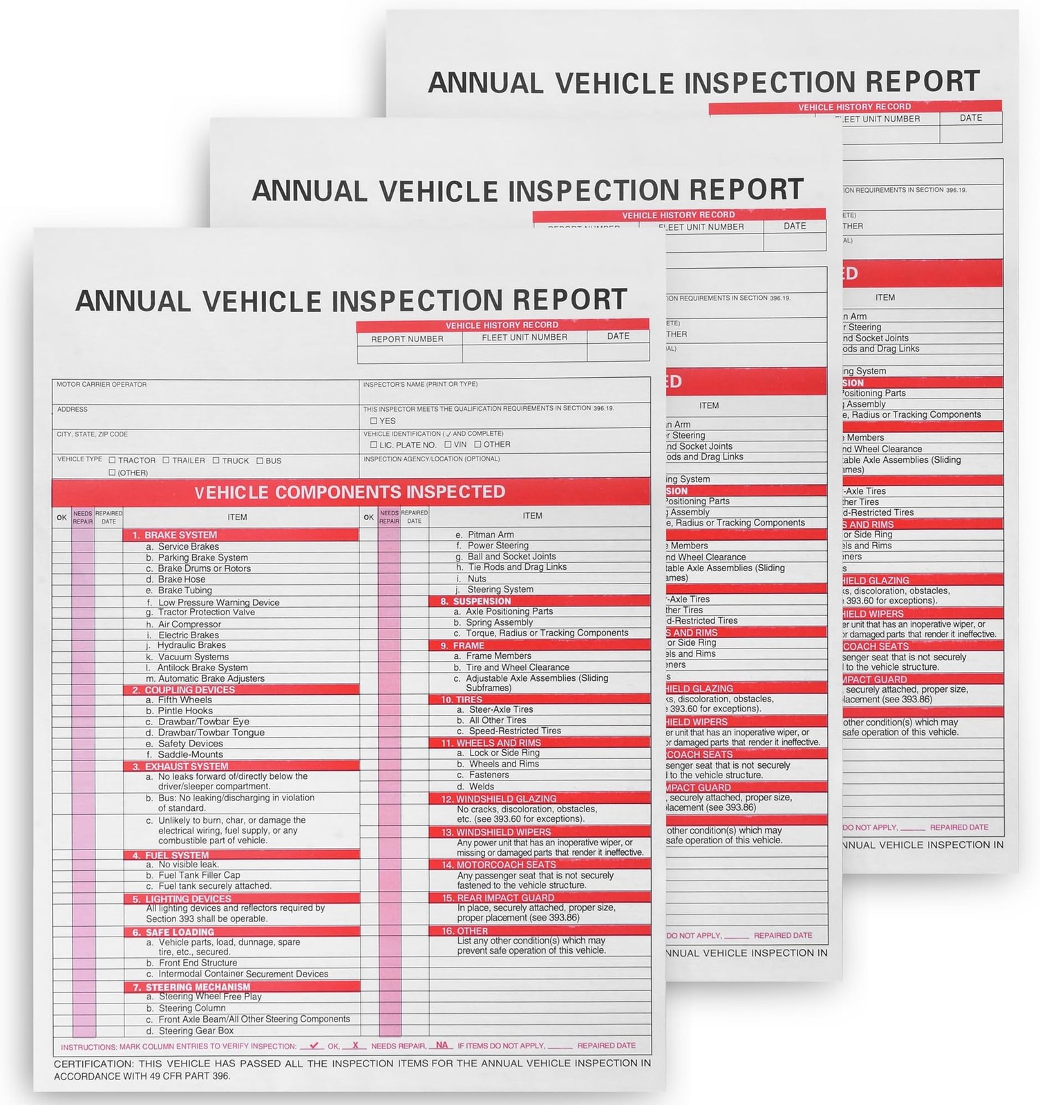 25Pack Inspection Forms and Stickers，Annual Vehicle Inspection Report，Annual …