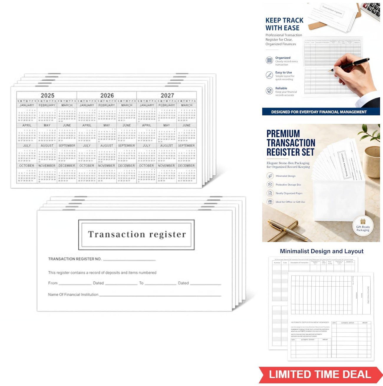 12 Pack Checkbook Registers 6 x 3 Blank Ledger Transaction Record for Banking