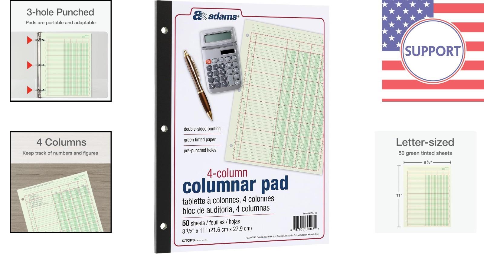 Enhance Your Accounting with 4 Column Columnar Pad – 100 Durable Acid-Free Pages