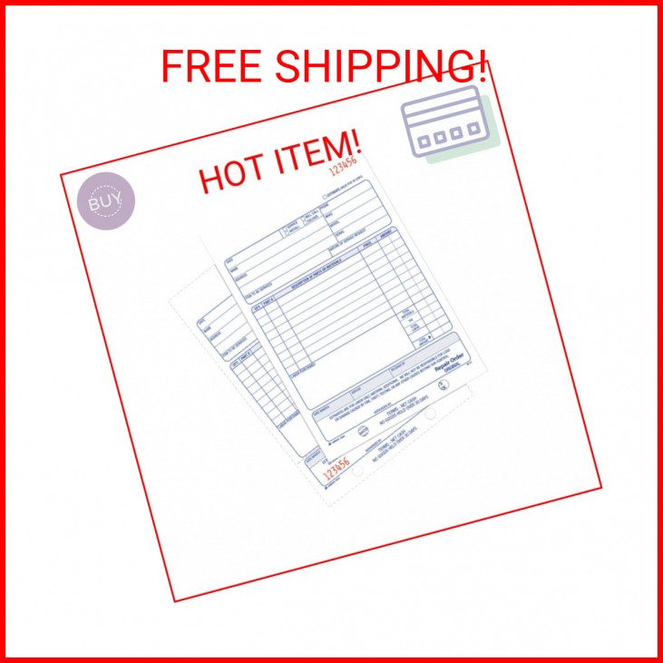 Adams Repair Order Book, Carbonless, 2-Part, White/White, 5-9/16 x 8-7/16 Inches