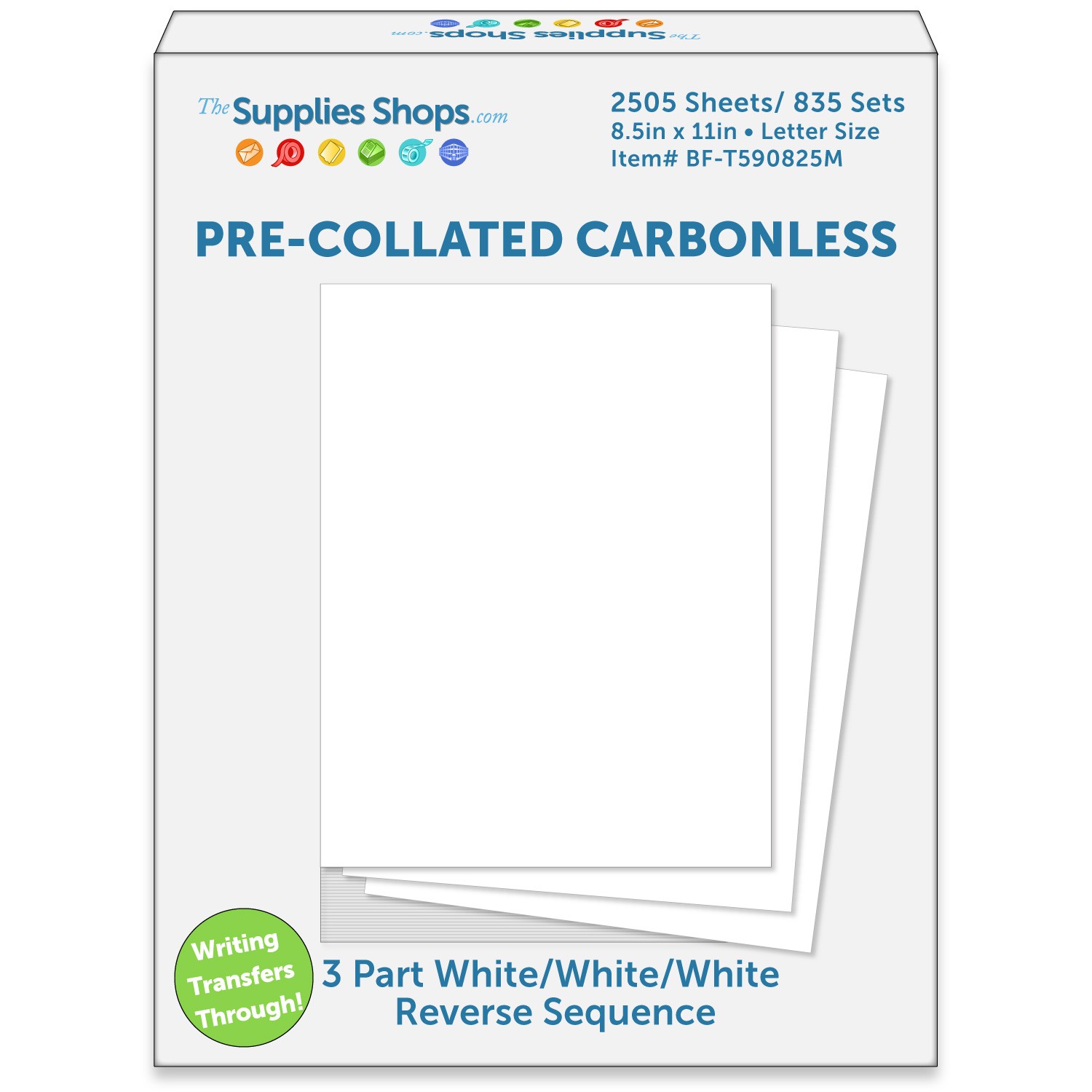 3-Part Reverse Sequence White / White / White Pre-Collated Carbonless Paper