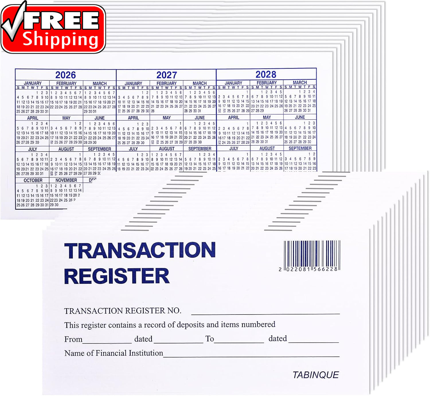 24 PCS Check Registers for Personal Checkbook, Easy to Read Checkbook Register