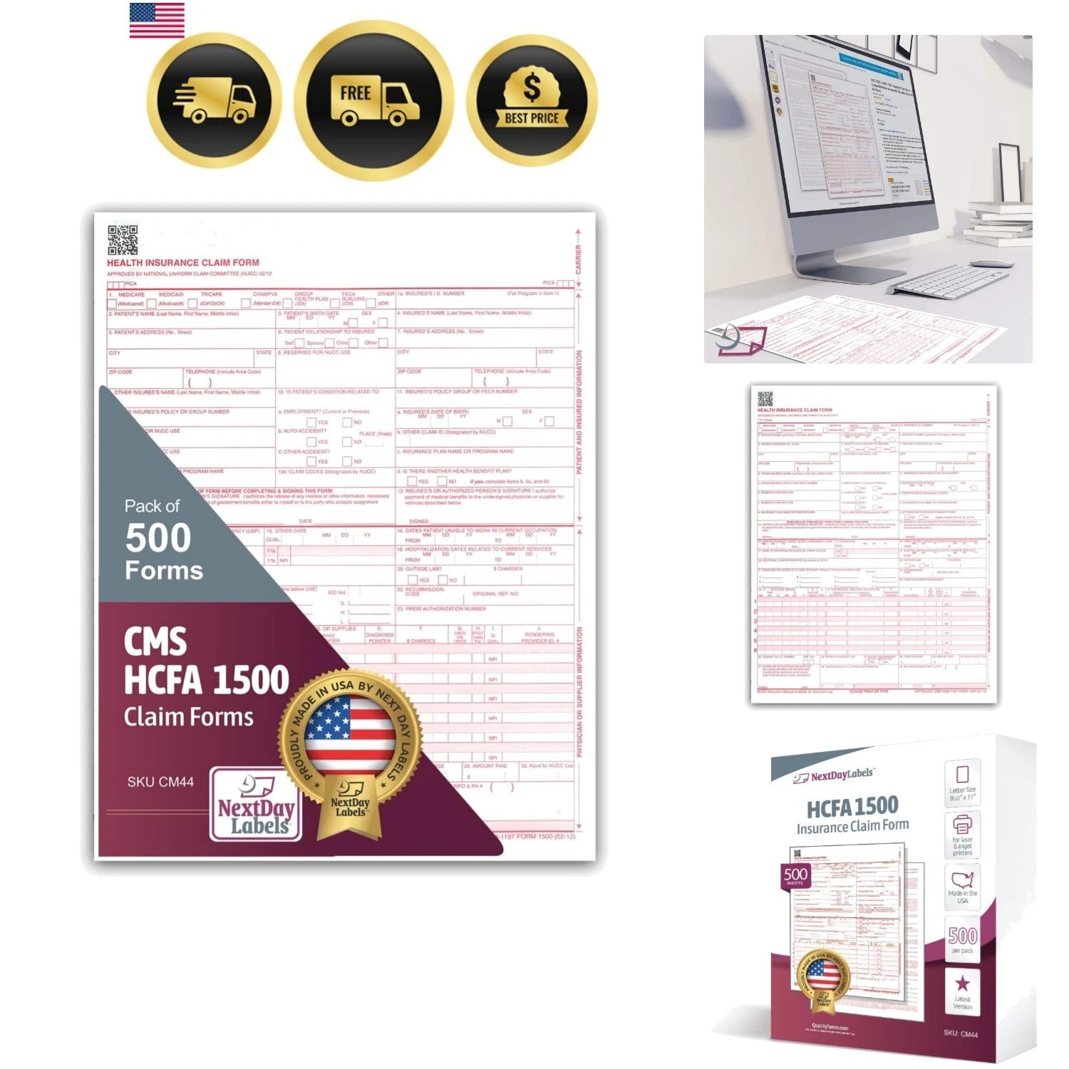 CMS 1500 / HCFA 1500 Insurance Claim Forms – Laser/Ink-Jet Compatible New Ver…
