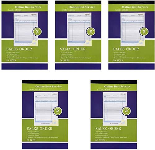 5 Pack Large Sales Order Book Receipt Invoice Duplicate Carbonless Copy 50 Sets