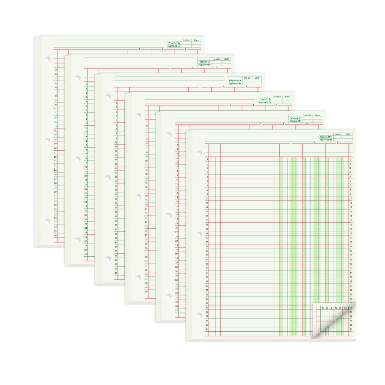 suituts 300 Sheets Columnar Analysis Pads 3 8.5X11 Inch 3 Column, green