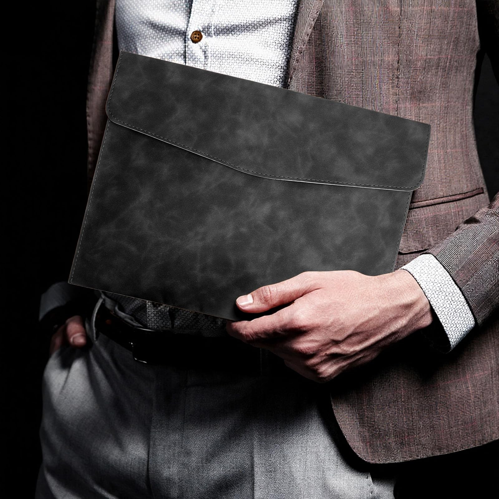 XLIUAX Resume Folder, Leather File Folder Black Folders Travel