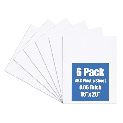 6 Pack White ABS Plastic Sheets 16″ x 20″ x 0.06″ Flexible Moldable DIY Crafts