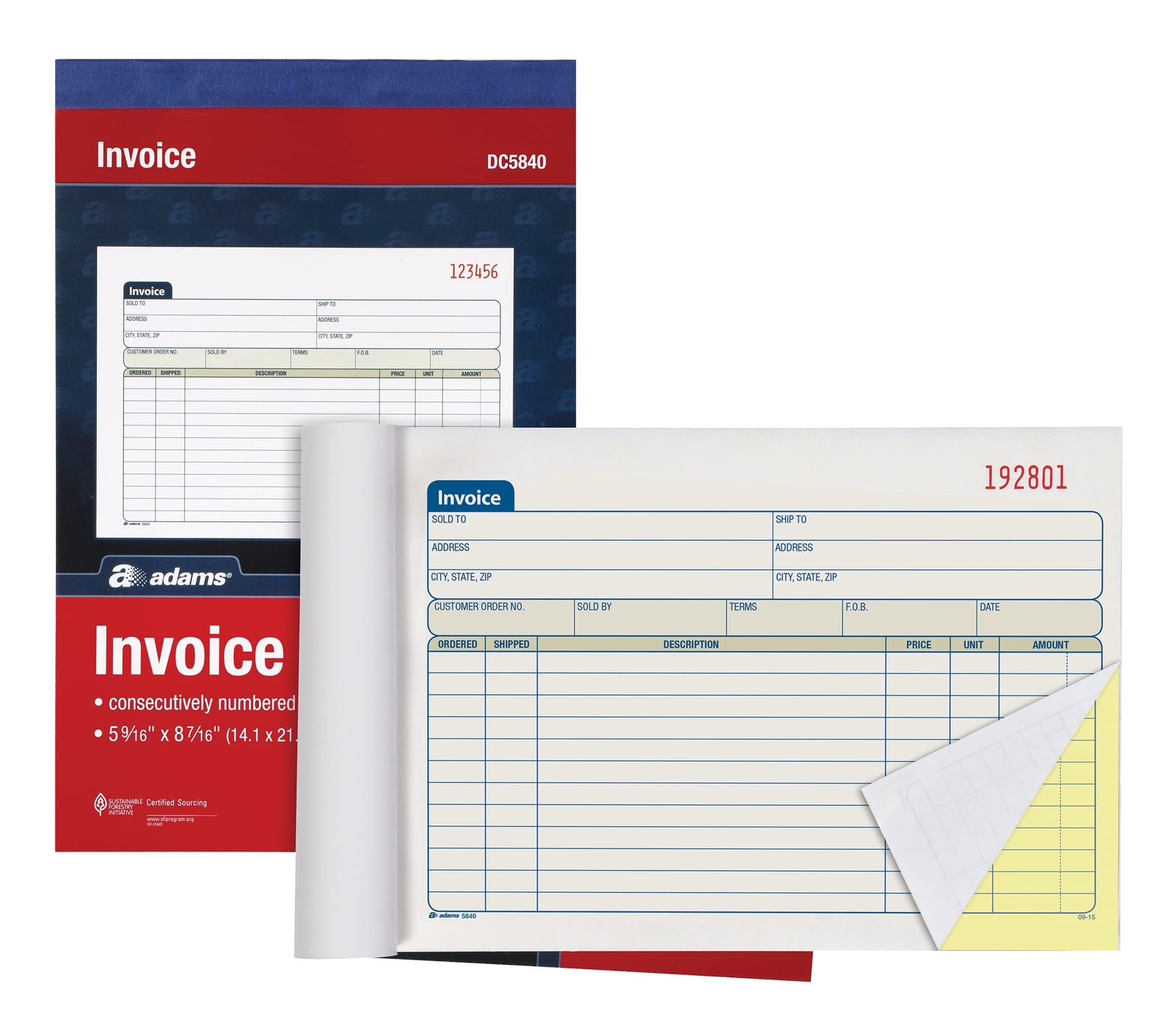 Adams Invoice Book 3 Pack, 2 Part Carbonless Invoices, Horizontal Sales Slip,…
