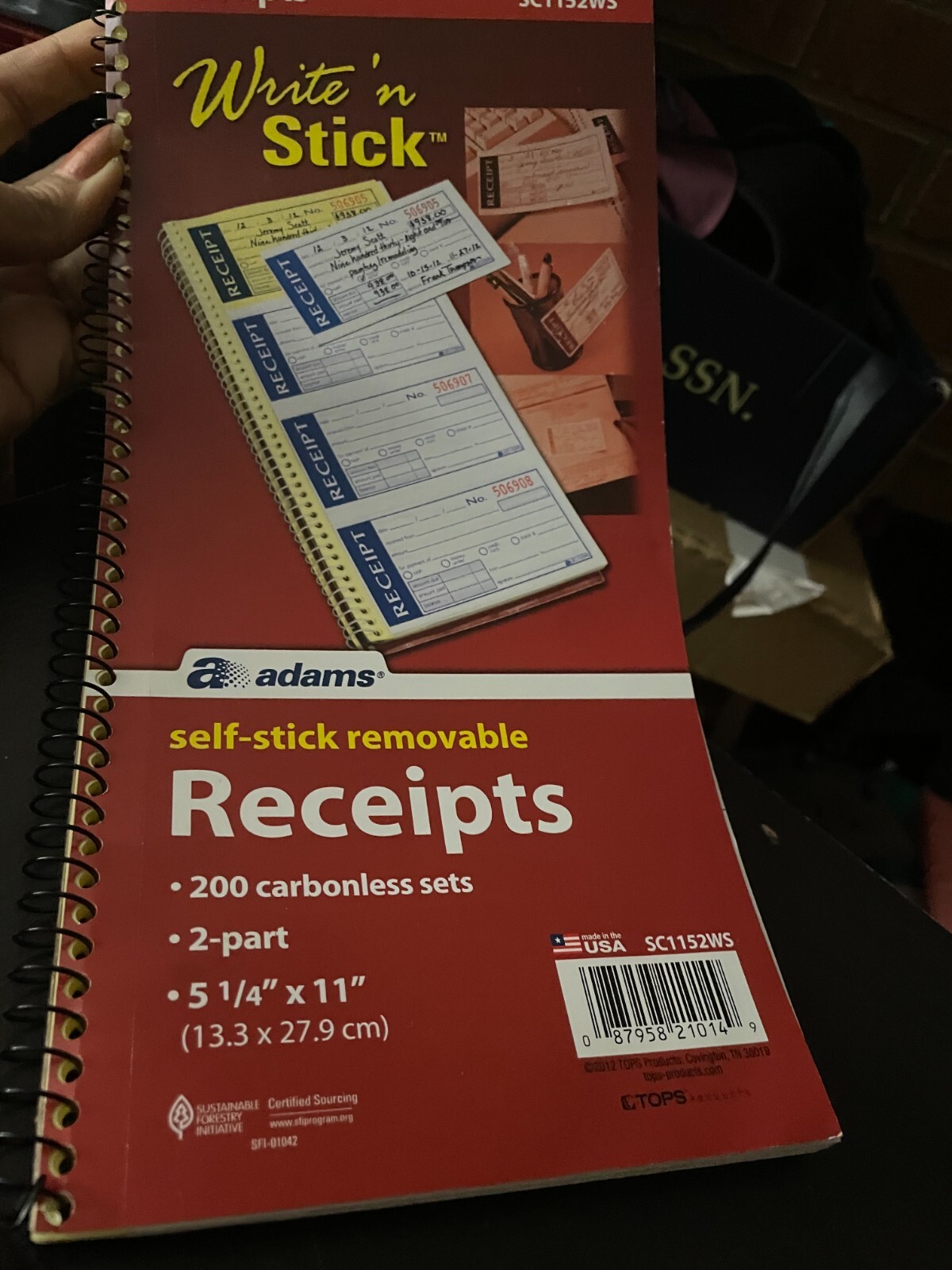 176 NEW Write and Stick self stick removable receipt book 2 part carbonless set