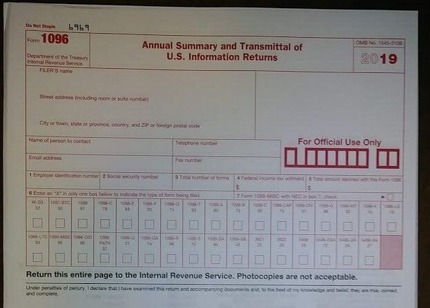 5 SHEETS 1099-OID IRS Original Issue Discount & 1096 Transmittal Forms