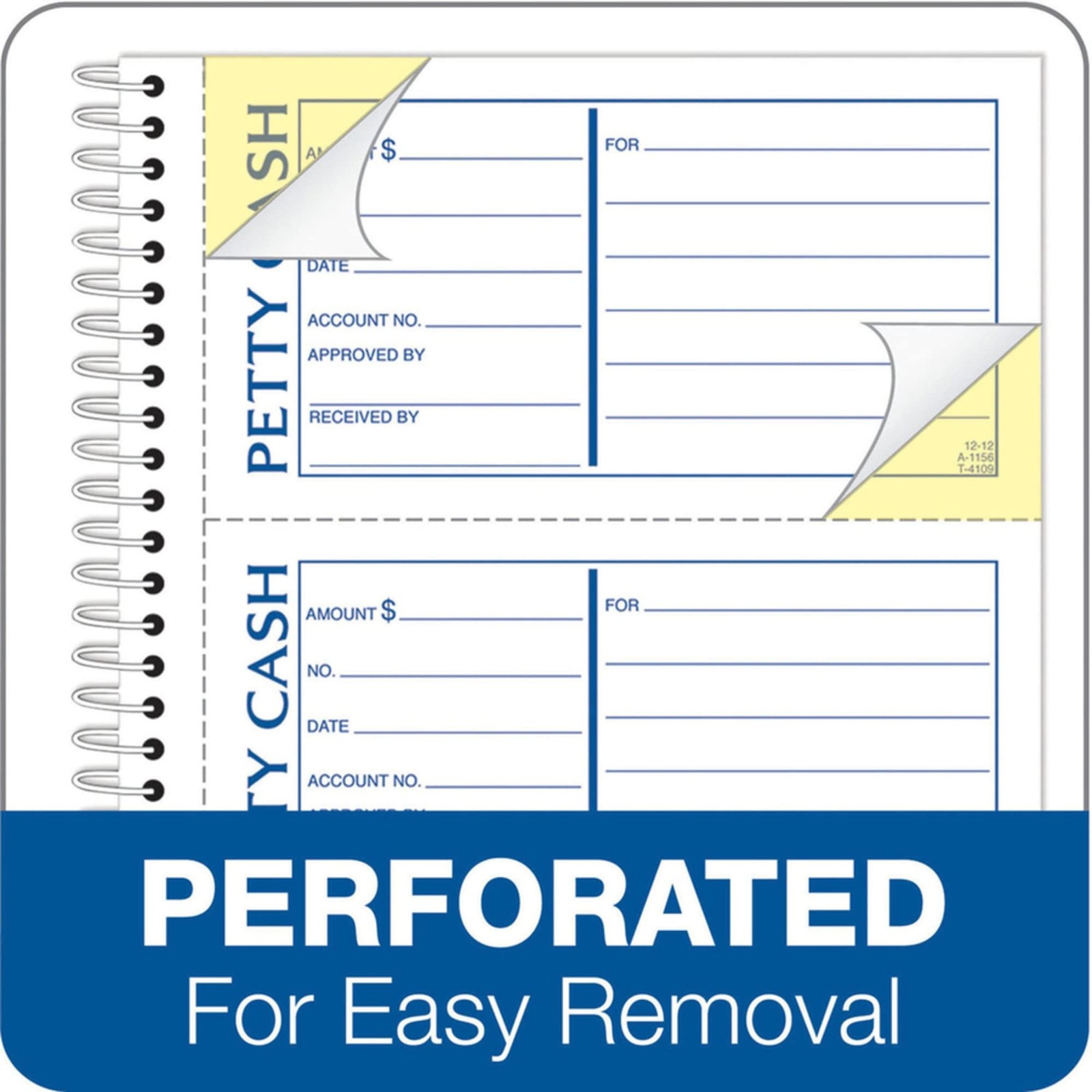 Adams Spiral Petty Cash Book, 2-Part, Carbonless, 4 True, White/Canary