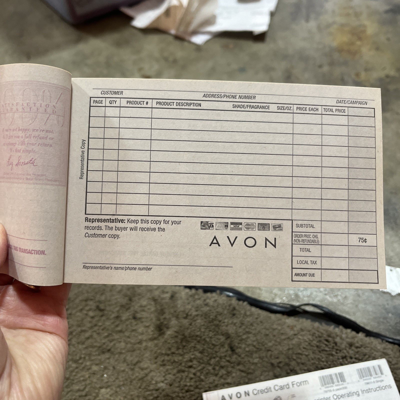 Avon Order Receipt Books “Let’s Talk Orders” 79664-9 Carbon Copy Discontinued-