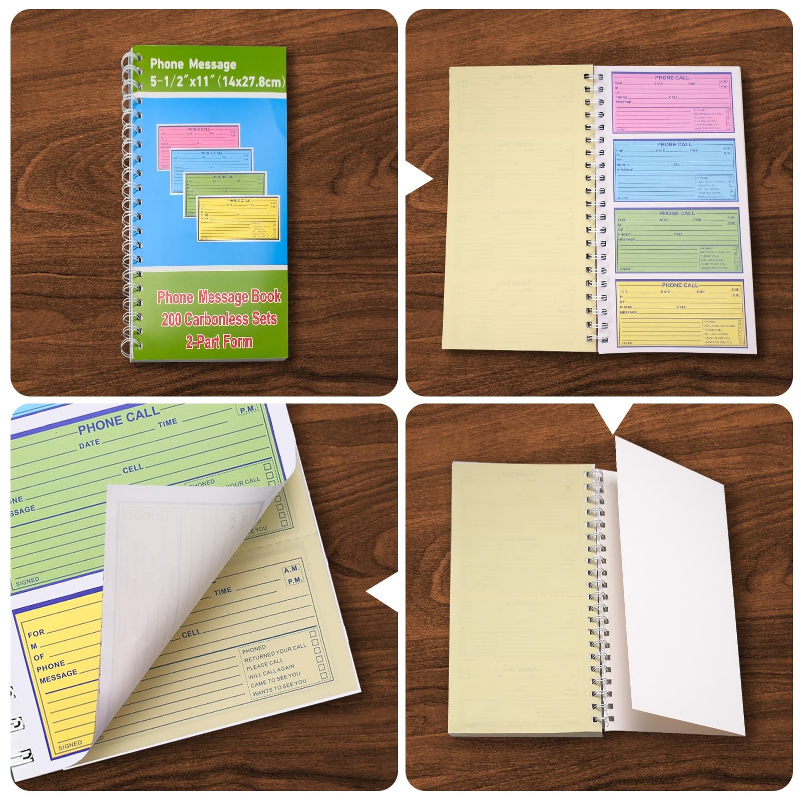 12 Pcs Spiral Bound Message Book for Business Office, 5 1/2″ x 11″2 PartTelep…