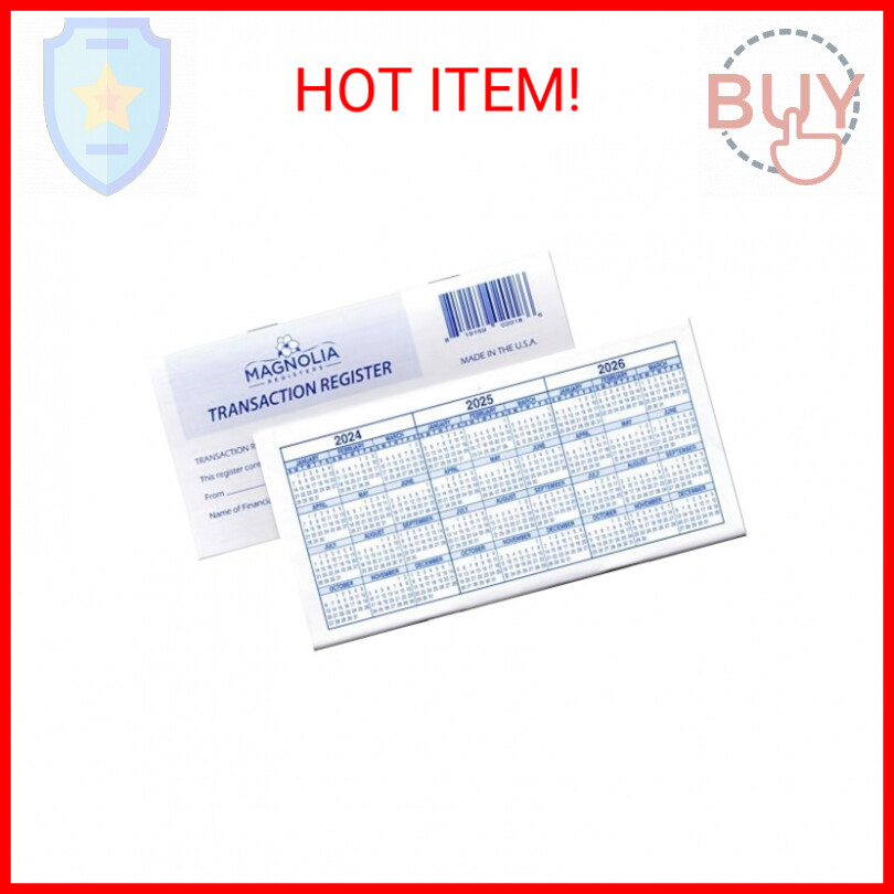 Magnolia Registers 12 Check Registers, 2024-2025-2026, for Personal Checkbook Le