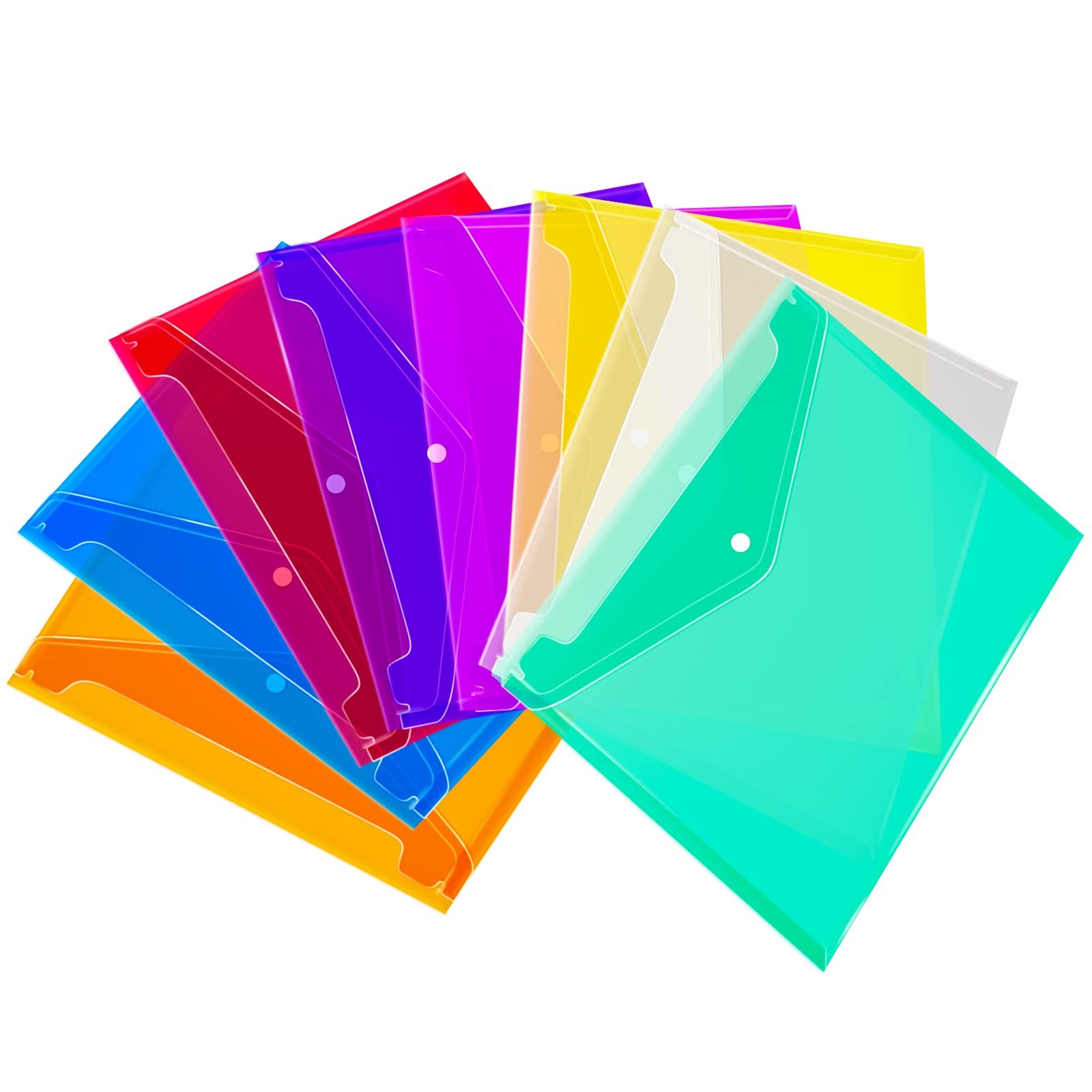 Zfyoung Plastic Envelopes (Pack of 8) – 8 Colors, A4 Size, Poly Pack 8