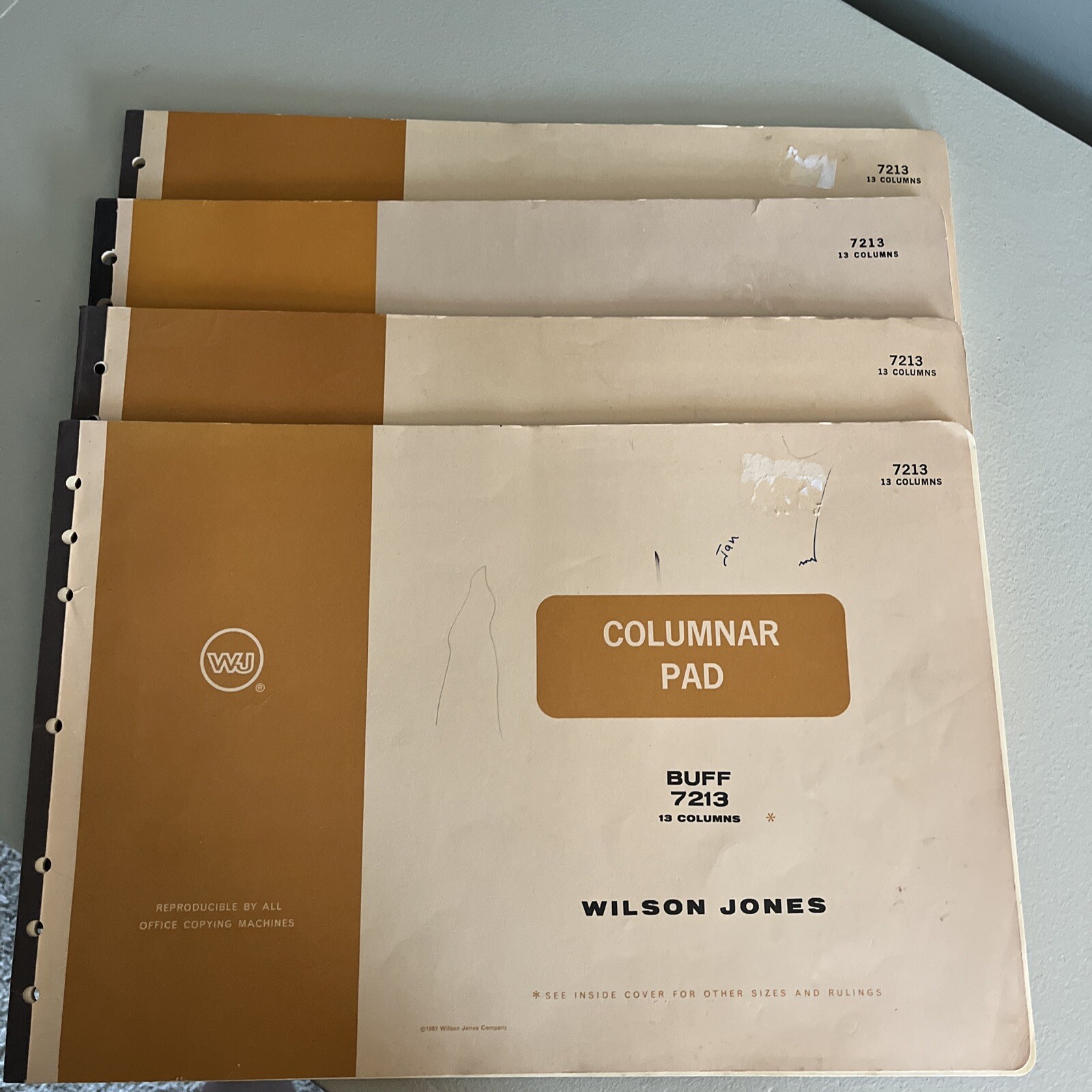 1967 Wilson Jones Columnar Pads (4) 7213 – Buff 13 Columns 17” x 11”
