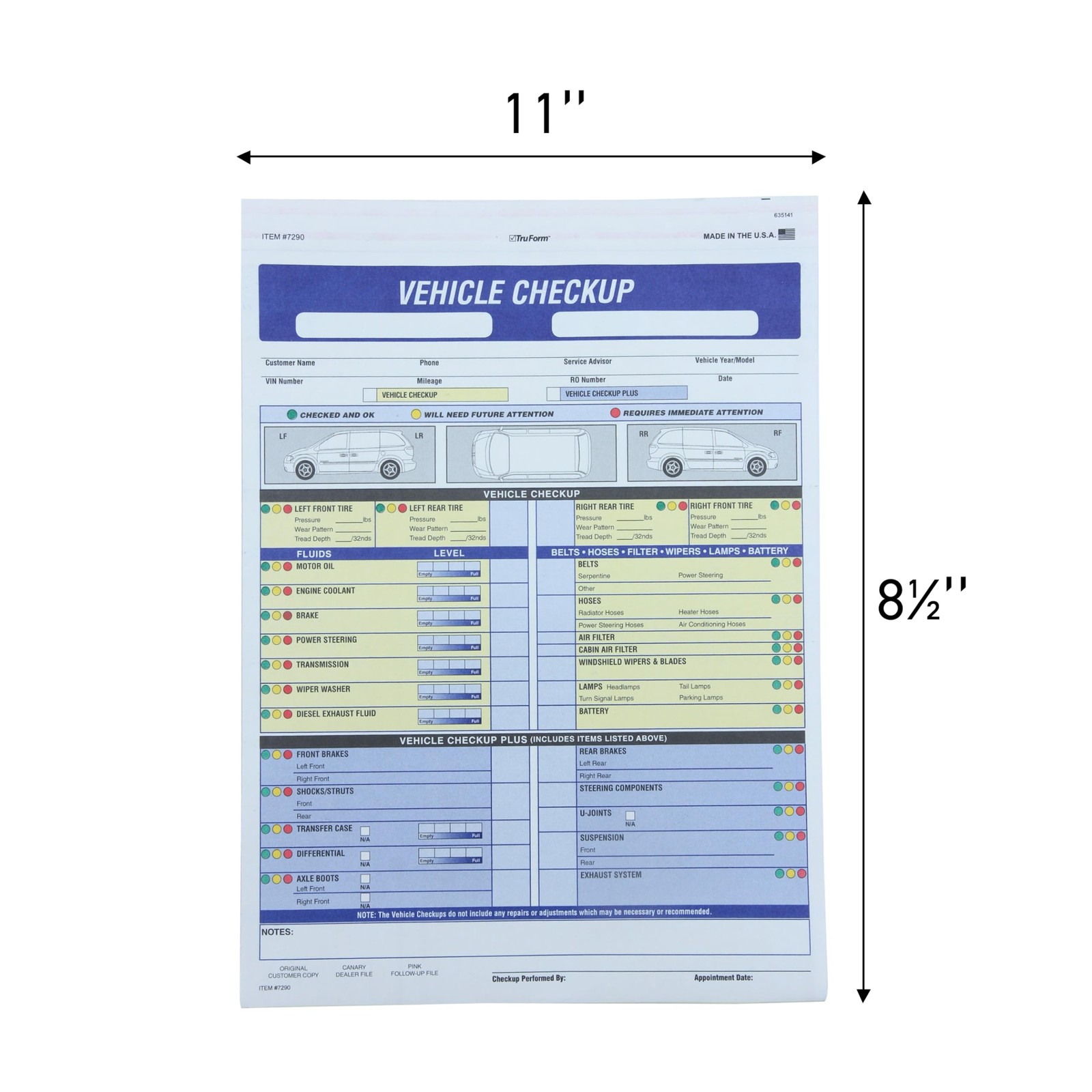 SSWBasics 17/27 Point Vehicle Inspection Form – 8 1/2?H x 11?W 8 1/2ʺH x 11ʺW