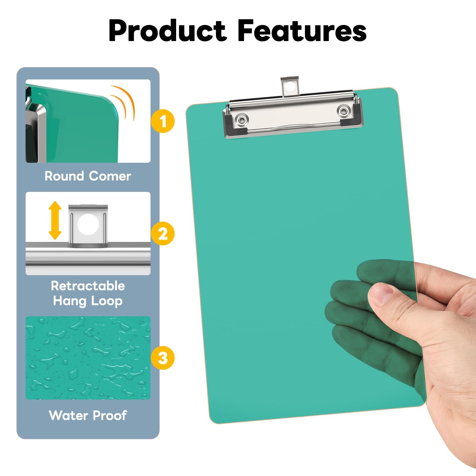 Juvealoe 6 x 9 Small Clipboard Set of 6, A5 Pink/Blue/Green/Yellow/Red/Orange