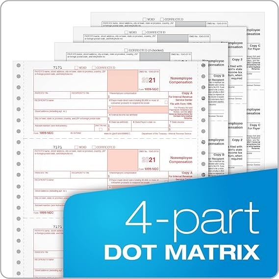 (10) TOPS 1099 MISC 2-UP FORMS + ADAMS 1099 NEC 3-UP CONTINUOUS TAX FORMS 2021