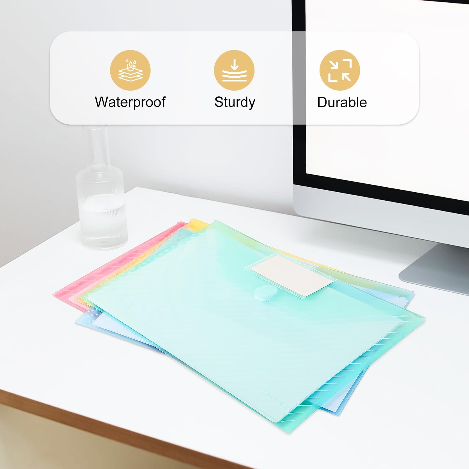 WORPSON 10 Pack, Plastic Envelopes File Folders, HeavyDuty Document Mixed