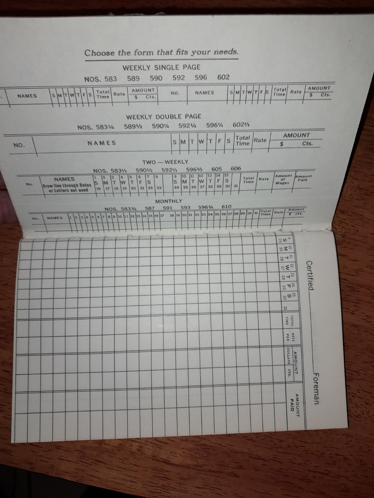 Vintage Unused Boorum & Pease Two Weekly Time Book Elizabeth, NJ USA VG+