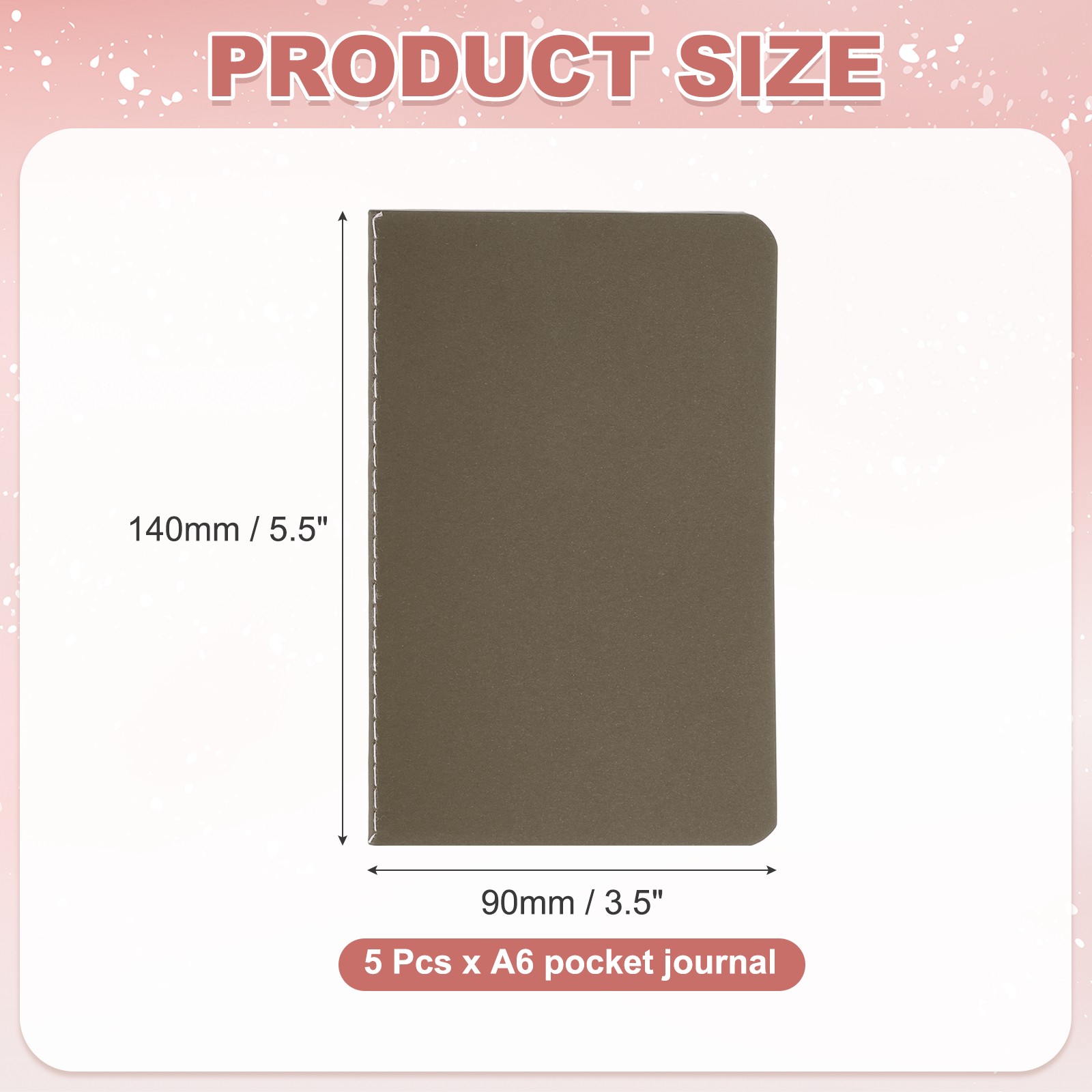 5 Pack A6 Notebook, A6 Journal Mini Notebook Pocket Kraft,Brown