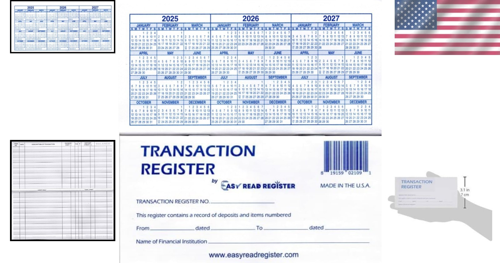 Transaction Registers for Checkbooks 12 Pack with Gray Lines and Bold Headings