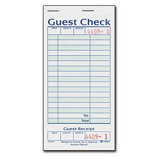 1-Part Guest Check with Stub – 20 books/50 Checks