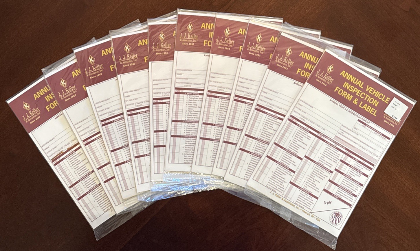 JJ Keller Annual Vehicle Inspection Forms & Labels – Lot of 10