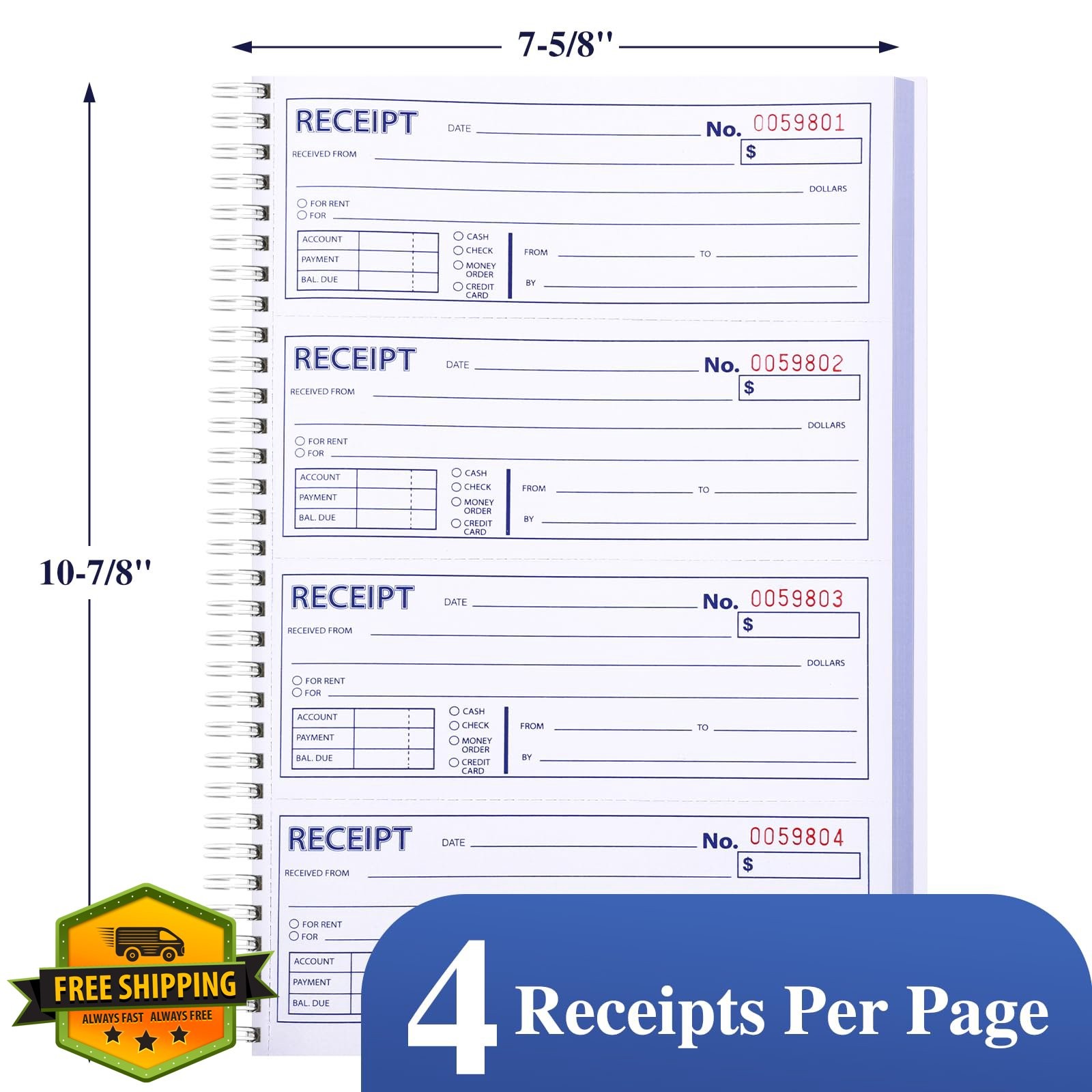 WSICSE Receipt Books 200 Sets White Yellow