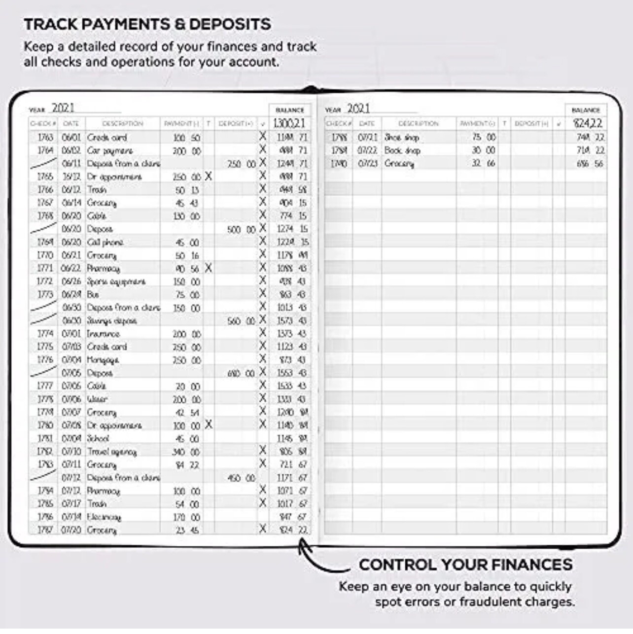 Skyline Check Register – Accounting Ledger Log Book for Income & Expenses