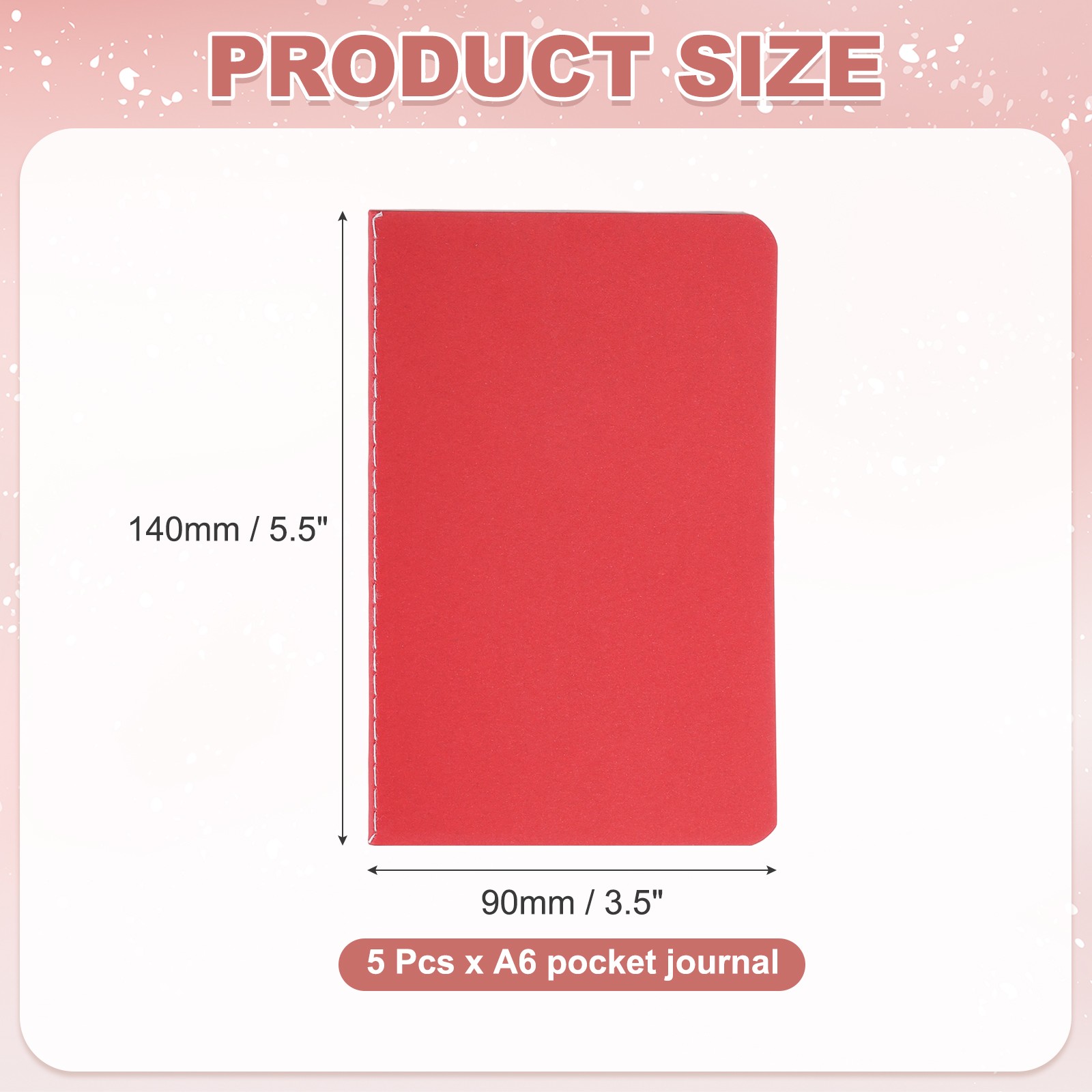 5 Pack A6 Notebook, A6 Journal Mini Notebook Pocket Kraft,Red