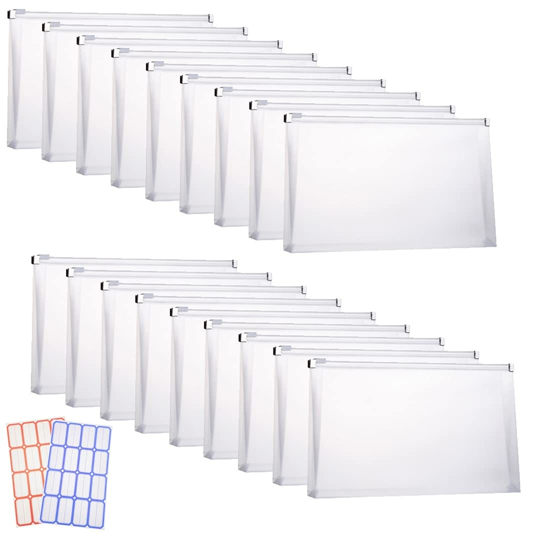 18 Pcs 5″ x 10″ Plastic Envelopes with Zipper, Clear Pencil Small, 18pcs