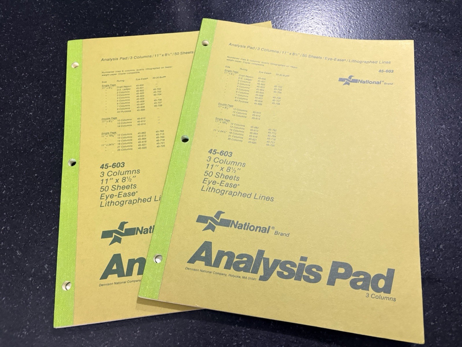 2 Vintage National Brand 3 Column Analysis Pad 45-603 50 SHEETS 11″ x 8 1/2
