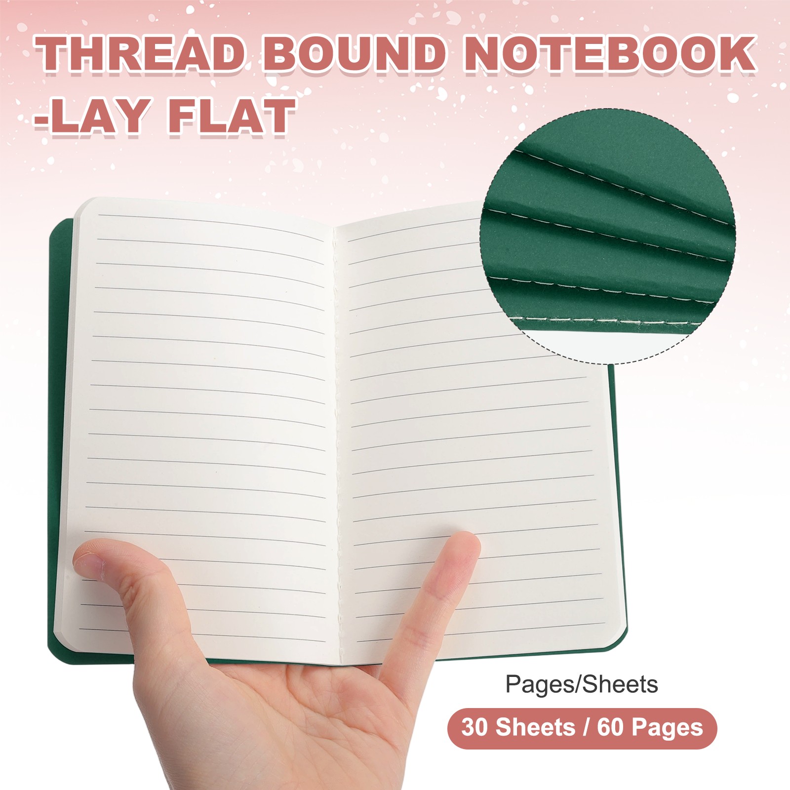 5 Pack A6 Notebook, A6 Journal Mini Notebook Pocket Kraft,Green Tone
