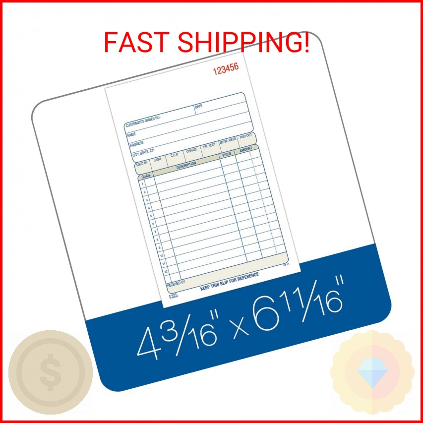 Adams Sales Order Book, 3-Part, Carbonless, 4-3/16″ X 7-3/16″ Inch, 50 Sets, Whi