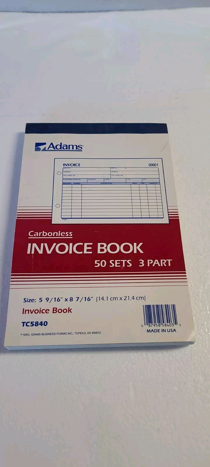 Adams 3-Part Carbonless Invoices Book 8 7/16″W x 5 9/16″L 50 Book TC5840 NEW