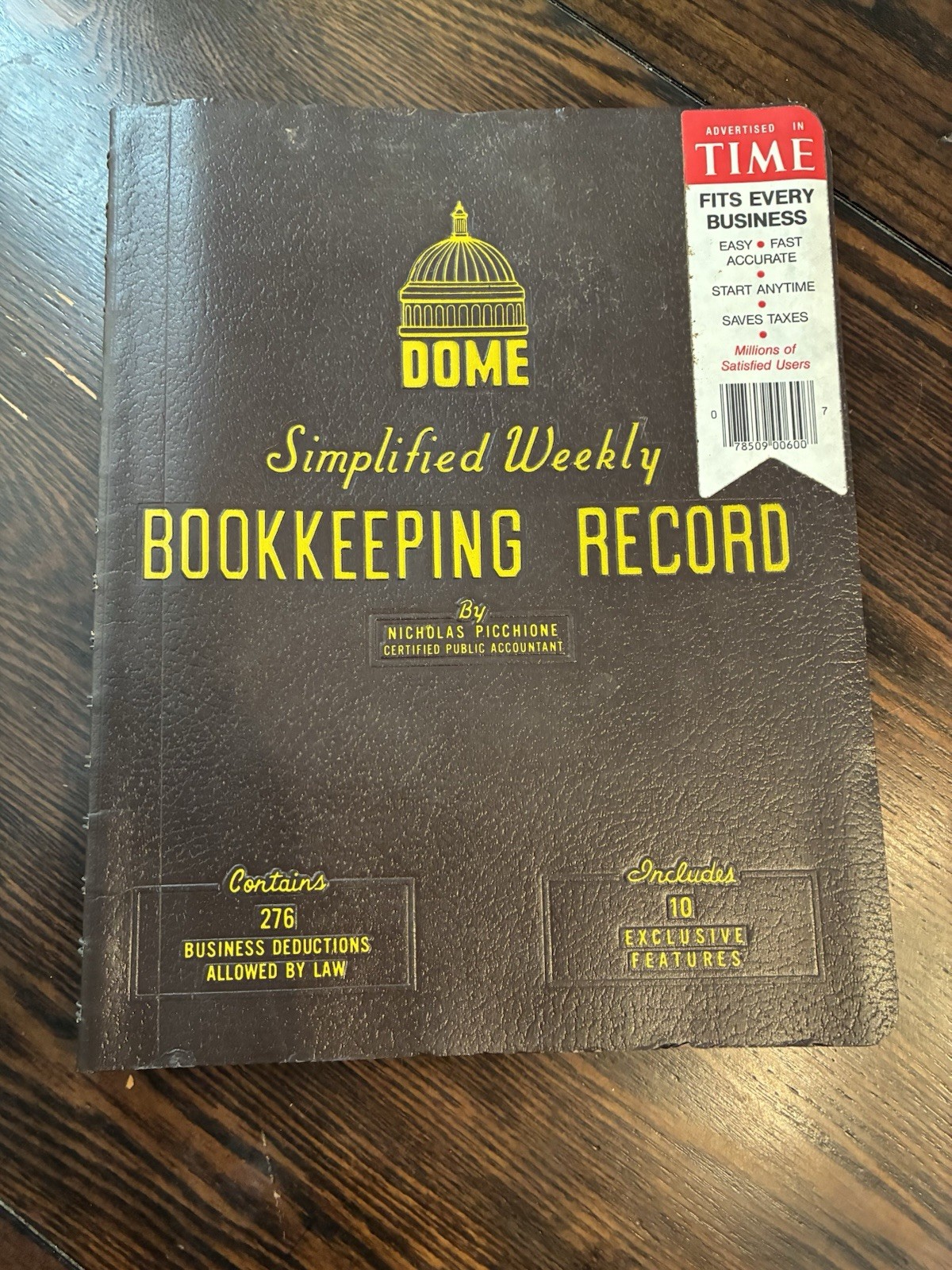 Dome simplified weekly Bookkeeping record Picchione #600 deductions NOS vintage