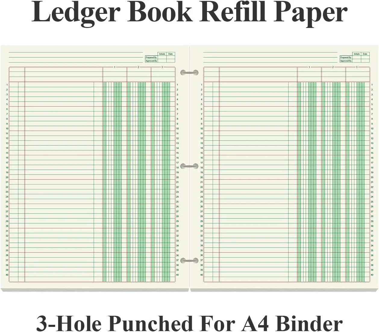 Columnar Analysis Pad 3 Column Ledger – 3 Hole Punched Accounting Ledger Book Re