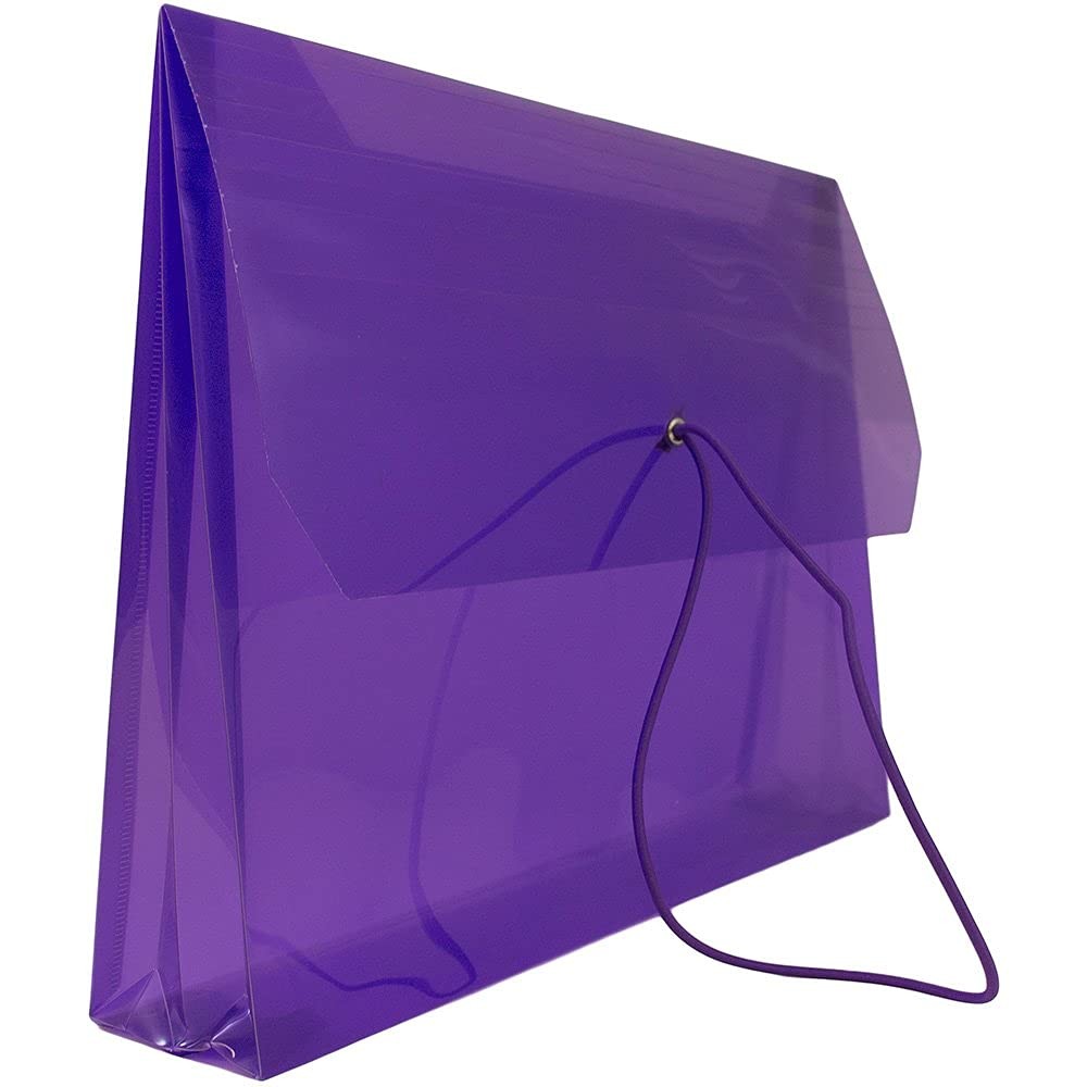 JAM PAPER Plastic Expansion Envelopes with Elastic Band 6 per Pack, Assorted