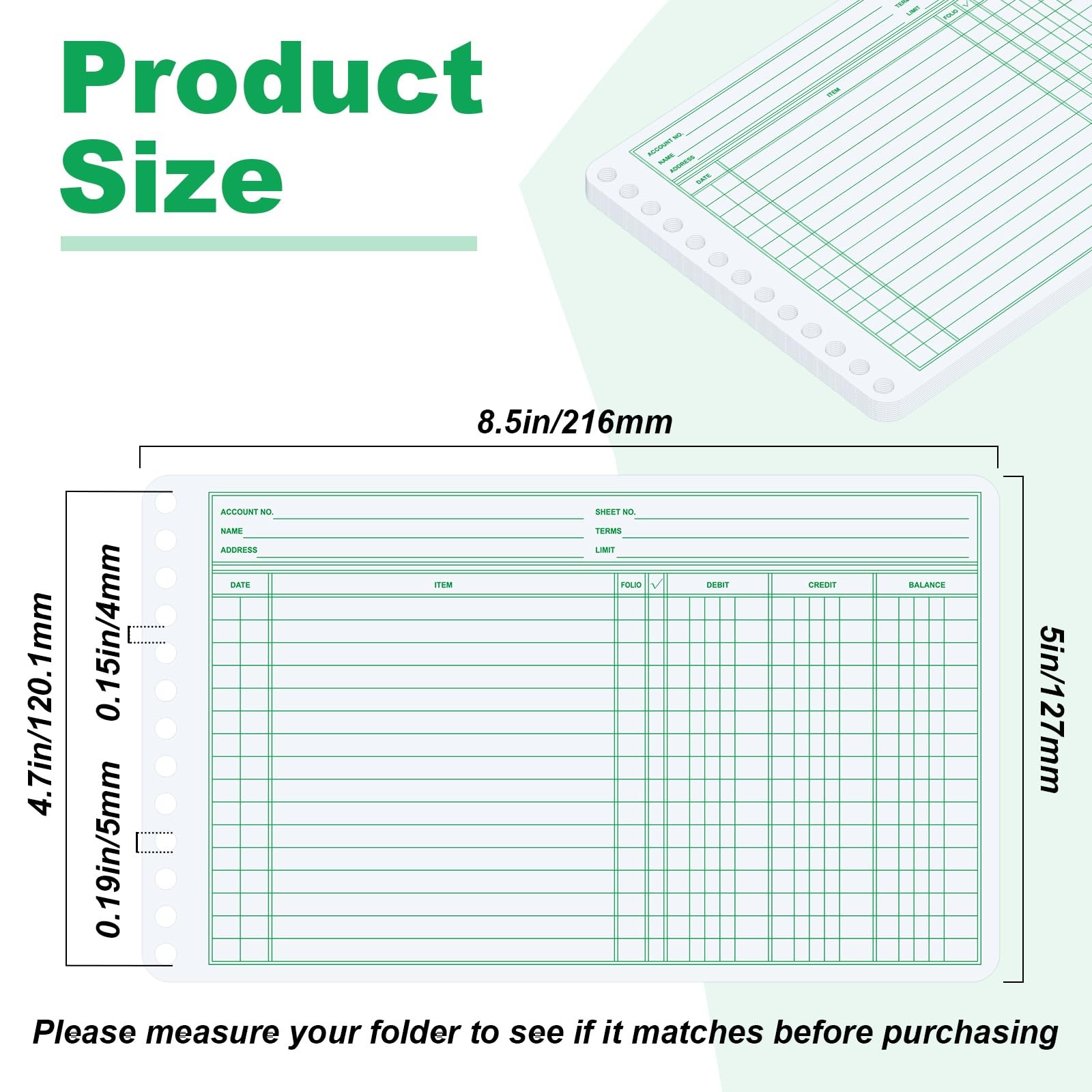 Skyygemm 200 Pcs Ledger Sheets 5″ x 8.5″ Extra Sheets Ledger Paper for Bookkeepi