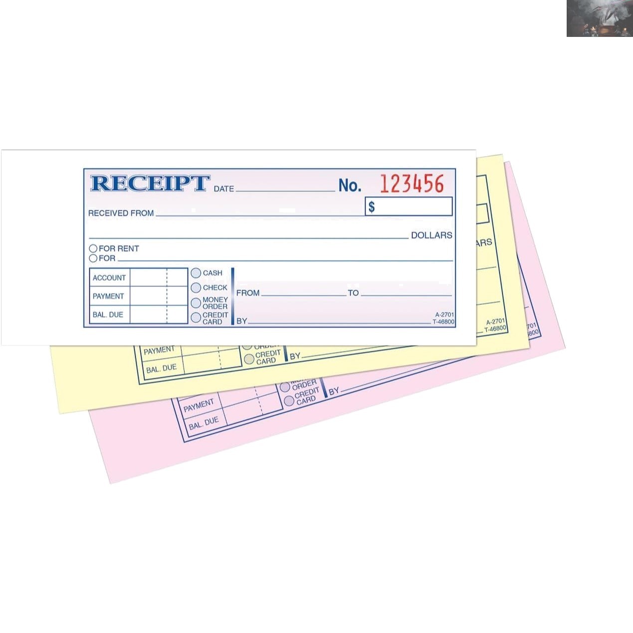 Carbonless 3-Part Receipt Book for Rent & Payments – 50 Sets, Compact & Durable
