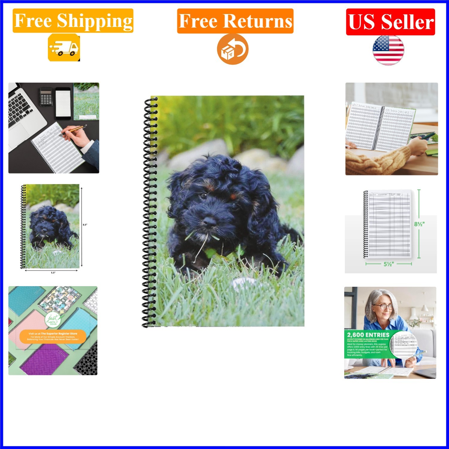 Puppy Check Book & Debit Card Register, 1-Pack, Standard Edition