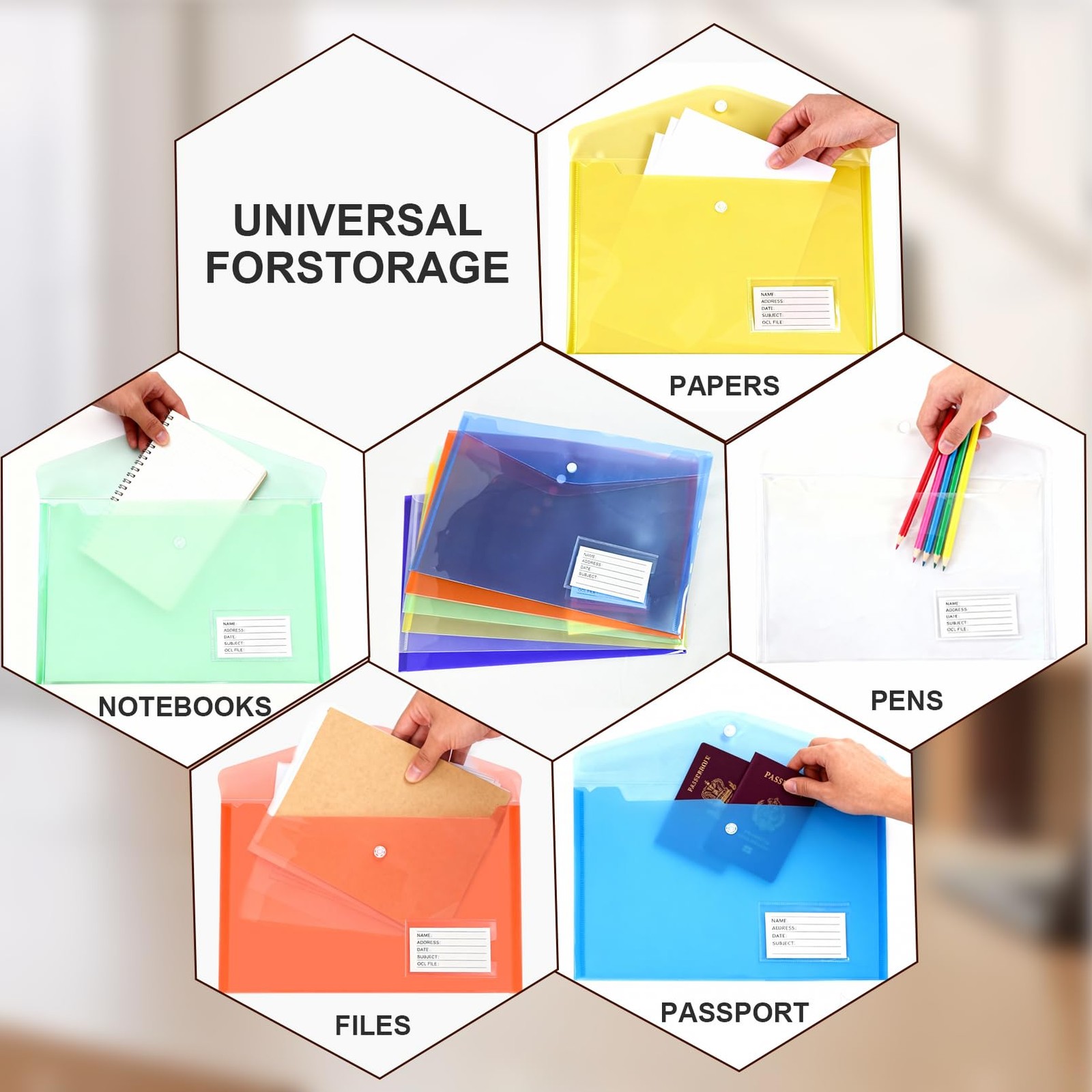 ddseexhe 30 Pack A4 Size Plastic Clear, Blue, Red, Yellow, Green, Purple