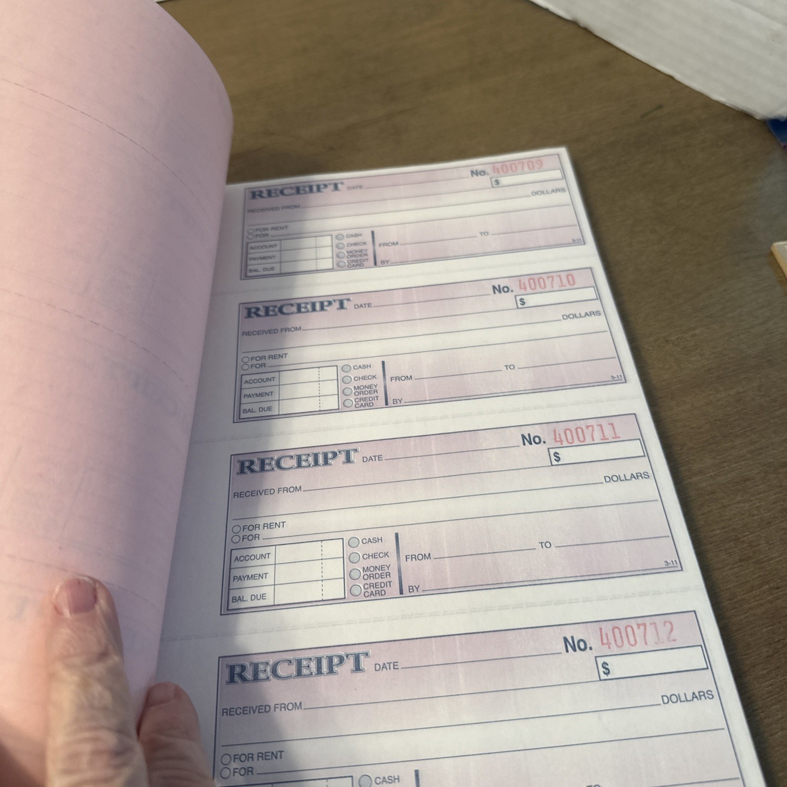 Money and Rent Receipt Book, 3-Part, Carbonless, White/Canary/Pink, 7-5/8″ X 11”