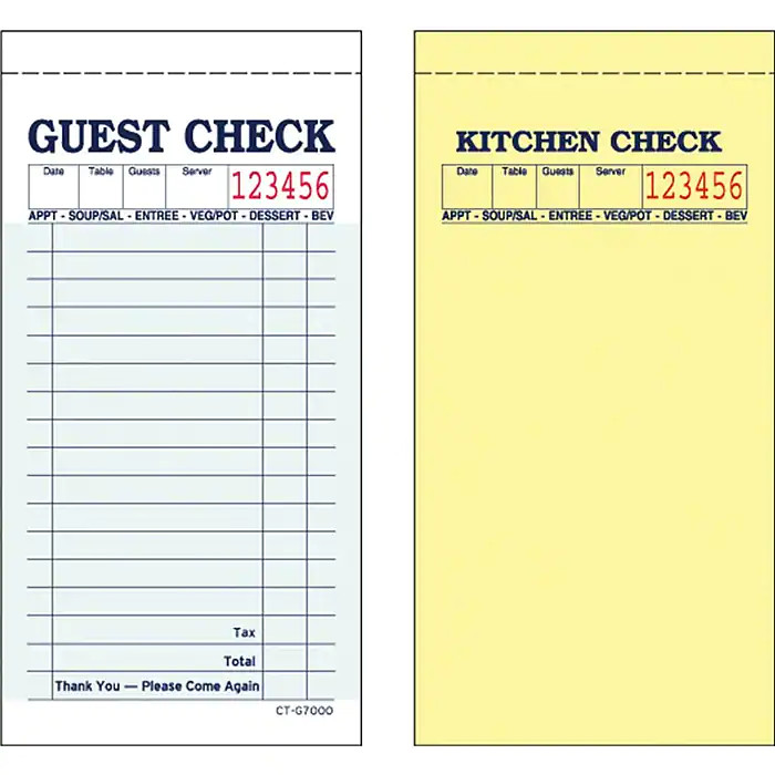Guest Check Receipt Books 2-Part 50 set per book-50 Books- 2500 sets-Ship free