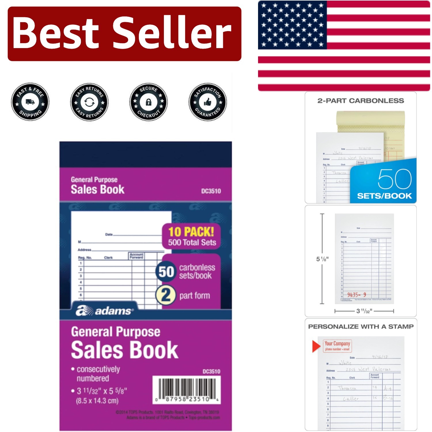 Professional Carbonless Sales Book – 2-Part, 50 Sets, Perfect for Business Use